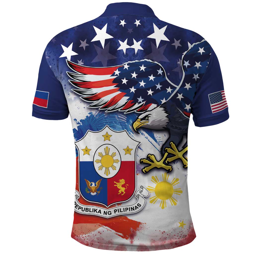 Filipino American History Month Polo Shirt USA Eagle and Philippines Coat of Arms Symbol with National Flag - Wonder Print Shop