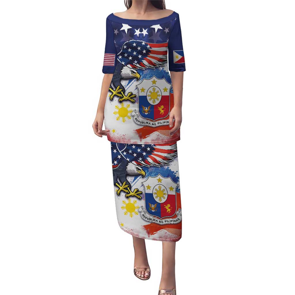 Filipino American History Month Puletasi USA Eagle and Philippines Coat of Arms Symbol with National Flag - Wonder Print Shop