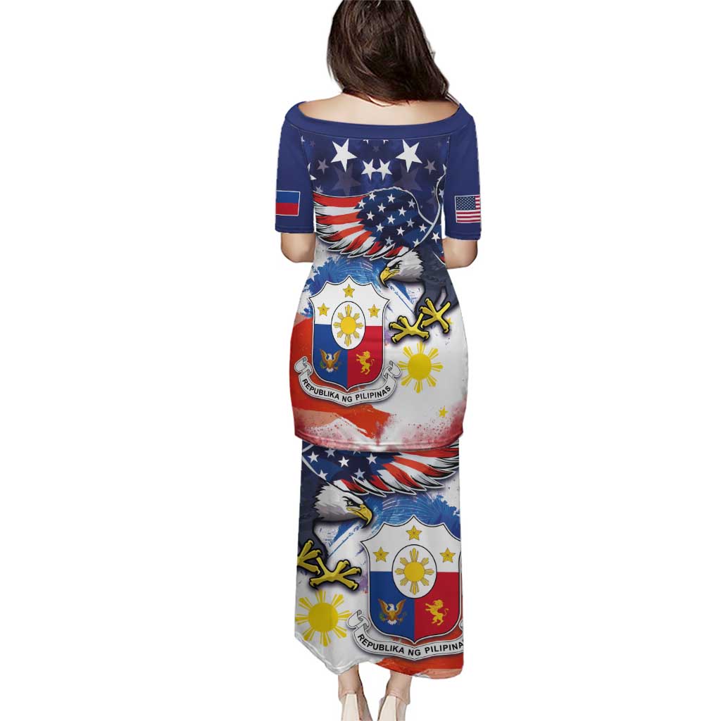 Filipino American History Month Puletasi USA Eagle and Philippines Coat of Arms Symbol with National Flag - Wonder Print Shop