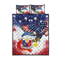 Filipino American History Month Quilt Bed Set USA Eagle and Philippines Coat of Arms Symbol with National Flag - Wonder Print Shop