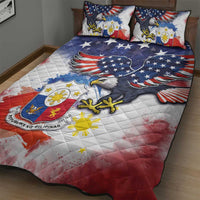 Filipino American History Month Quilt Bed Set USA Eagle and Philippines Coat of Arms Symbol with National Flag - Wonder Print Shop