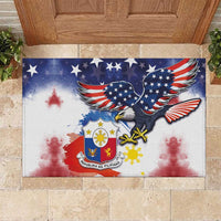 Filipino American History Month Rubber Doormat USA Eagle and Philippines Coat of Arms Symbol with National Flag - Wonder Print Shop