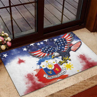 Filipino American History Month Rubber Doormat USA Eagle and Philippines Coat of Arms Symbol with National Flag - Wonder Print Shop