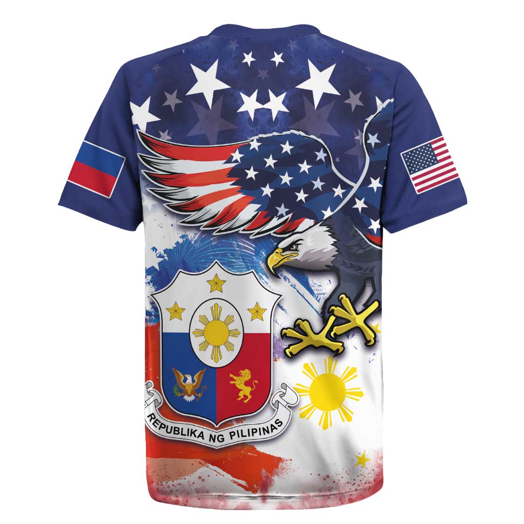 Filipino American History Month Rugby Jersey USA Eagle and Philippines Coat of Arms Symbol with National Flag - Wonder Print Shop