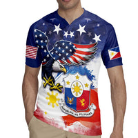 Filipino American History Month Rugby Jersey USA Eagle and Philippines Coat of Arms Symbol with National Flag - Wonder Print Shop