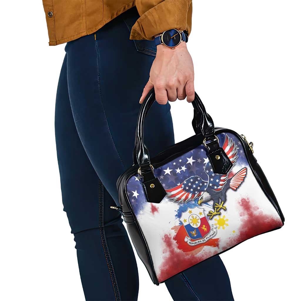 Filipino American History Month Shoulder Handbag USA Eagle and Philippines Coat of Arms Symbol with National Flag