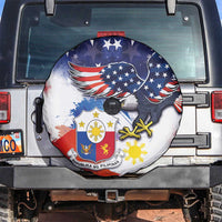 Filipino American History Month Spare Tire Cover USA Eagle and Philippines Coat of Arms Symbol with National Flag - Wonder Print Shop