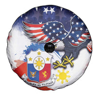 Filipino American History Month Spare Tire Cover USA Eagle and Philippines Coat of Arms Symbol with National Flag - Wonder Print Shop