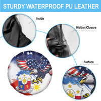 Filipino American History Month Spare Tire Cover USA Eagle and Philippines Coat of Arms Symbol with National Flag - Wonder Print Shop