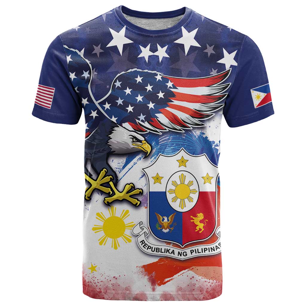 Filipino American History Month T Shirt USA Eagle and Philippines Coat of Arms Symbol with National Flag - Wonder Print Shop