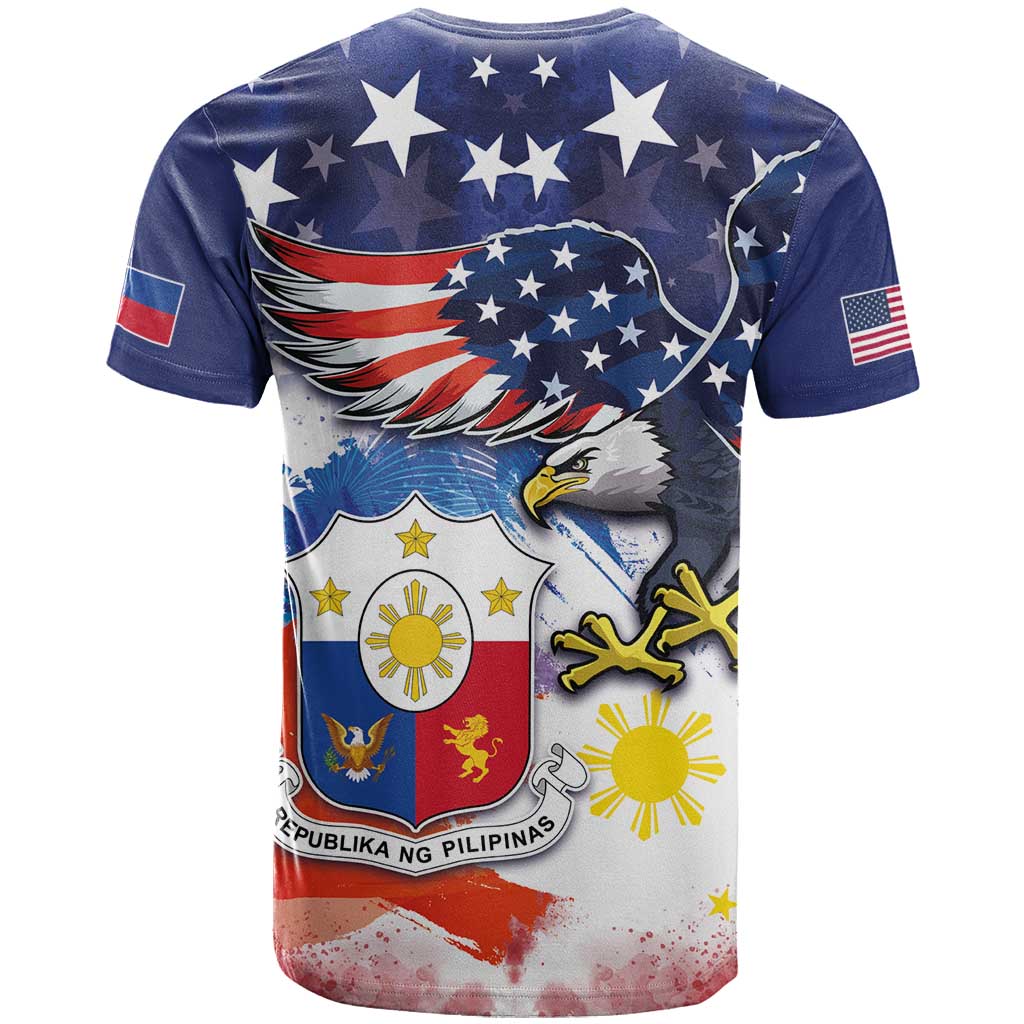 Filipino American History Month T Shirt USA Eagle and Philippines Coat of Arms Symbol with National Flag - Wonder Print Shop