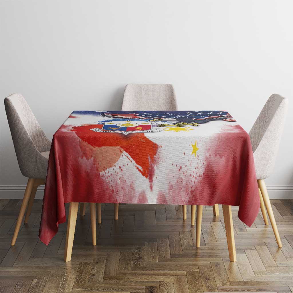 Filipino American History Month Tablecloth USA Eagle and Philippines Coat of Arms Symbol with National Flag - Wonder Print Shop
