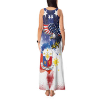 Filipino American History Month Tank Maxi Dress USA Eagle and Philippines Coat of Arms Symbol with National Flag - Wonder Print Shop