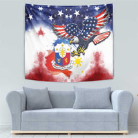 Filipino American History Month Tapestry USA Eagle and Philippines Coat of Arms Symbol with National Flag - Wonder Print Shop