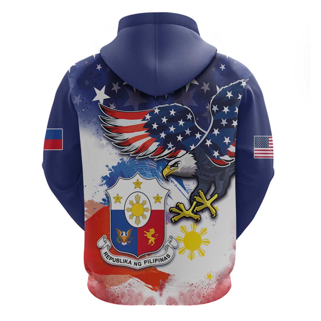 Filipino American History Month Zip Hoodie USA Eagle and Philippines Coat of Arms Symbol with National Flag - Wonder Print Shop