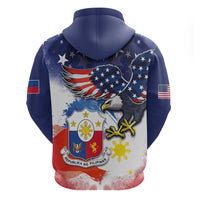 Filipino American History Month Zip Hoodie USA Eagle and Philippines Coat of Arms Symbol with National Flag - Wonder Print Shop