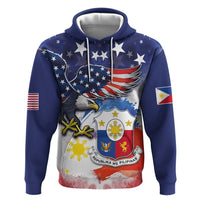 Filipino American History Month Zip Hoodie USA Eagle and Philippines Coat of Arms Symbol with National Flag - Wonder Print Shop