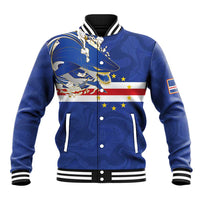 Custom Cape Verde National Football Baseball Jacket Glory Blue Sharks - Wonder Print Shop