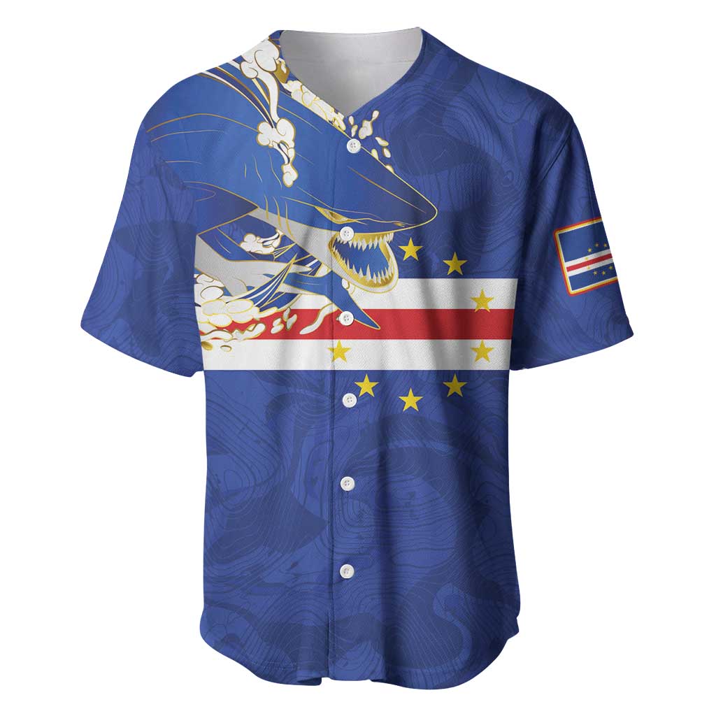 Custom Cape Verde National Football Baseball Jersey Glory Blue Sharks - Wonder Print Shop