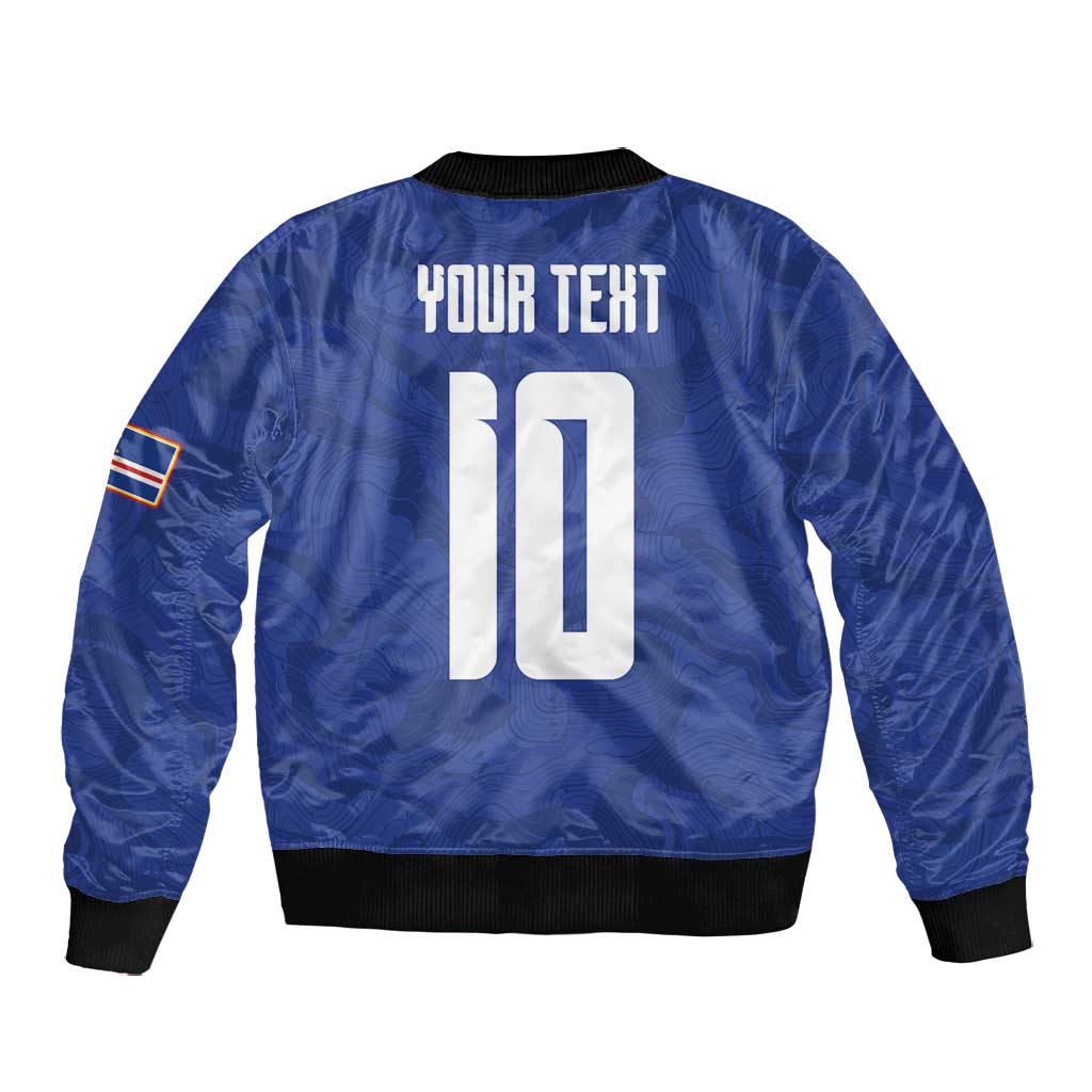 Custom Cape Verde National Football Bomber Jacket Glory Blue Sharks - Wonder Print Shop