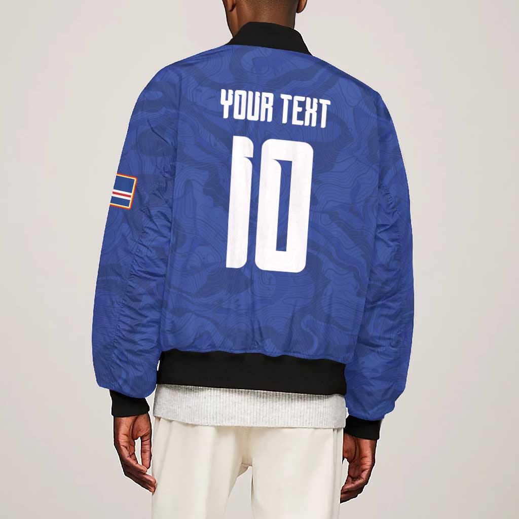 Custom Cape Verde National Football Bomber Jacket Glory Blue Sharks - Wonder Print Shop