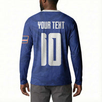 Custom Cape Verde National Football Button Sweatshirt Glory Blue Sharks