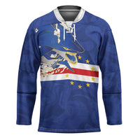 Custom Cape Verde National Football Hockey Jersey Glory Blue Sharks - Wonder Print Shop