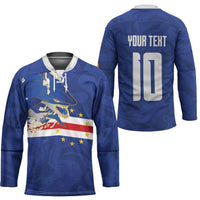 Custom Cape Verde National Football Hockey Jersey Glory Blue Sharks - Wonder Print Shop