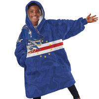 Custom Cape Verde National Football Kid Wearable Blanket Hoodie Glory Blue Sharks - Wonder Print Shop