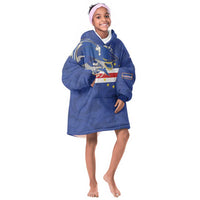 Custom Cape Verde National Football Kid Wearable Blanket Hoodie Glory Blue Sharks - Wonder Print Shop