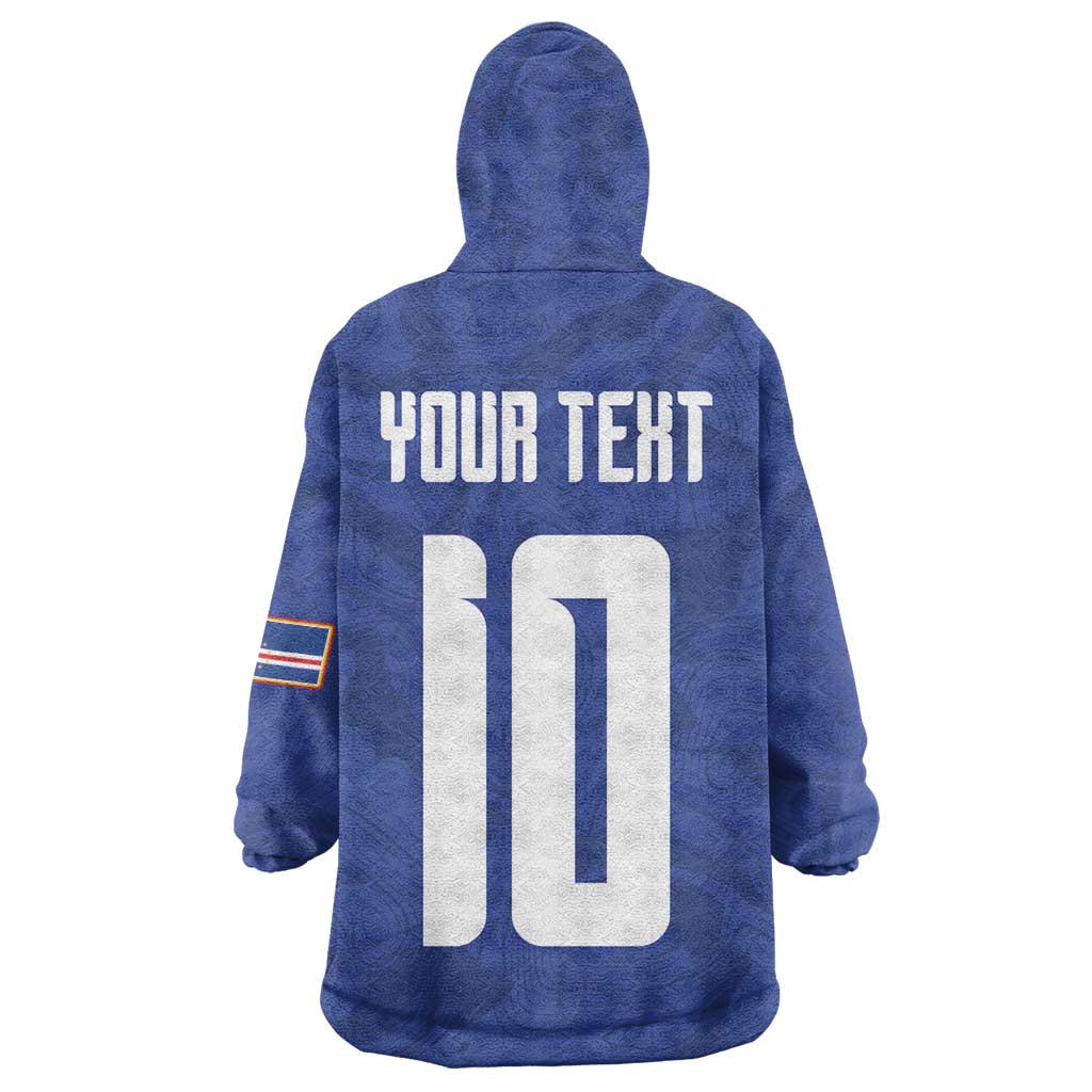 Custom Cape Verde National Football Kid Wearable Blanket Hoodie Glory Blue Sharks - Wonder Print Shop