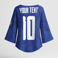 Custom Cape Verde National Football Kimono Sleeve Blouse Glory Blue Sharks - Wonder Print Shop