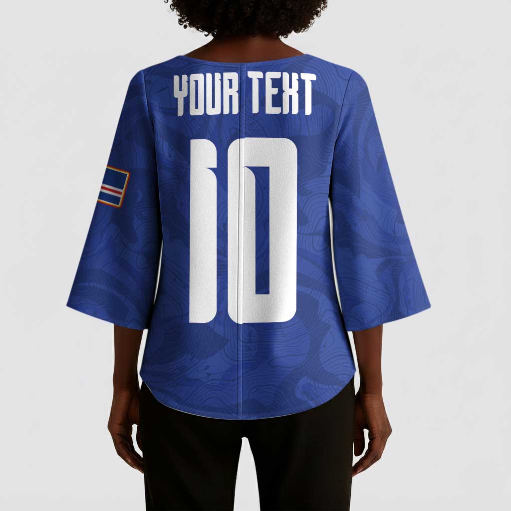 Custom Cape Verde National Football Kimono Sleeve Blouse Glory Blue Sharks - Wonder Print Shop