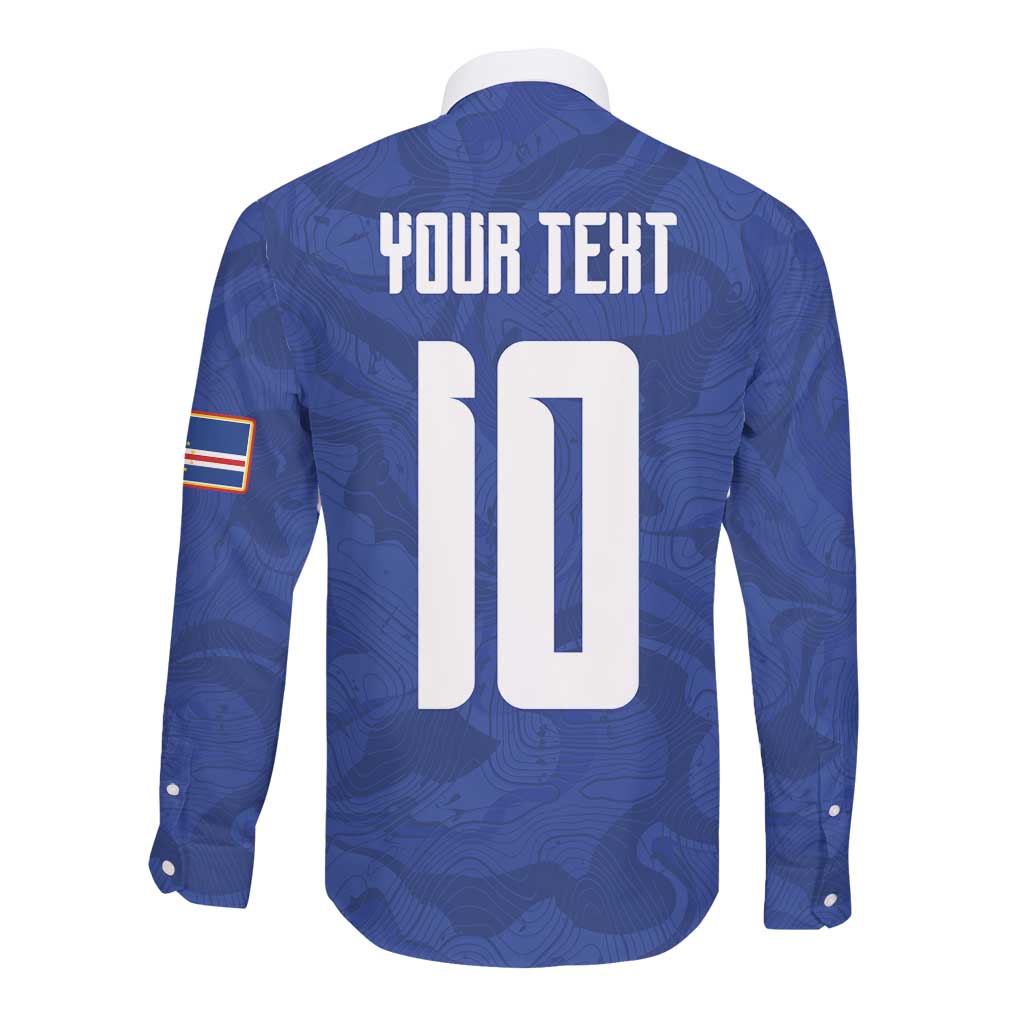 Custom Cape Verde National Football Long Sleeve Button Shirt Glory Blue Sharks - Wonder Print Shop