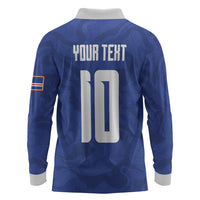 Custom Cape Verde National Football Long Sleeve Polo Shirt Glory Blue Sharks - Wonder Print Shop