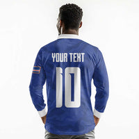 Custom Cape Verde National Football Long Sleeve Polo Shirt Glory Blue Sharks - Wonder Print Shop