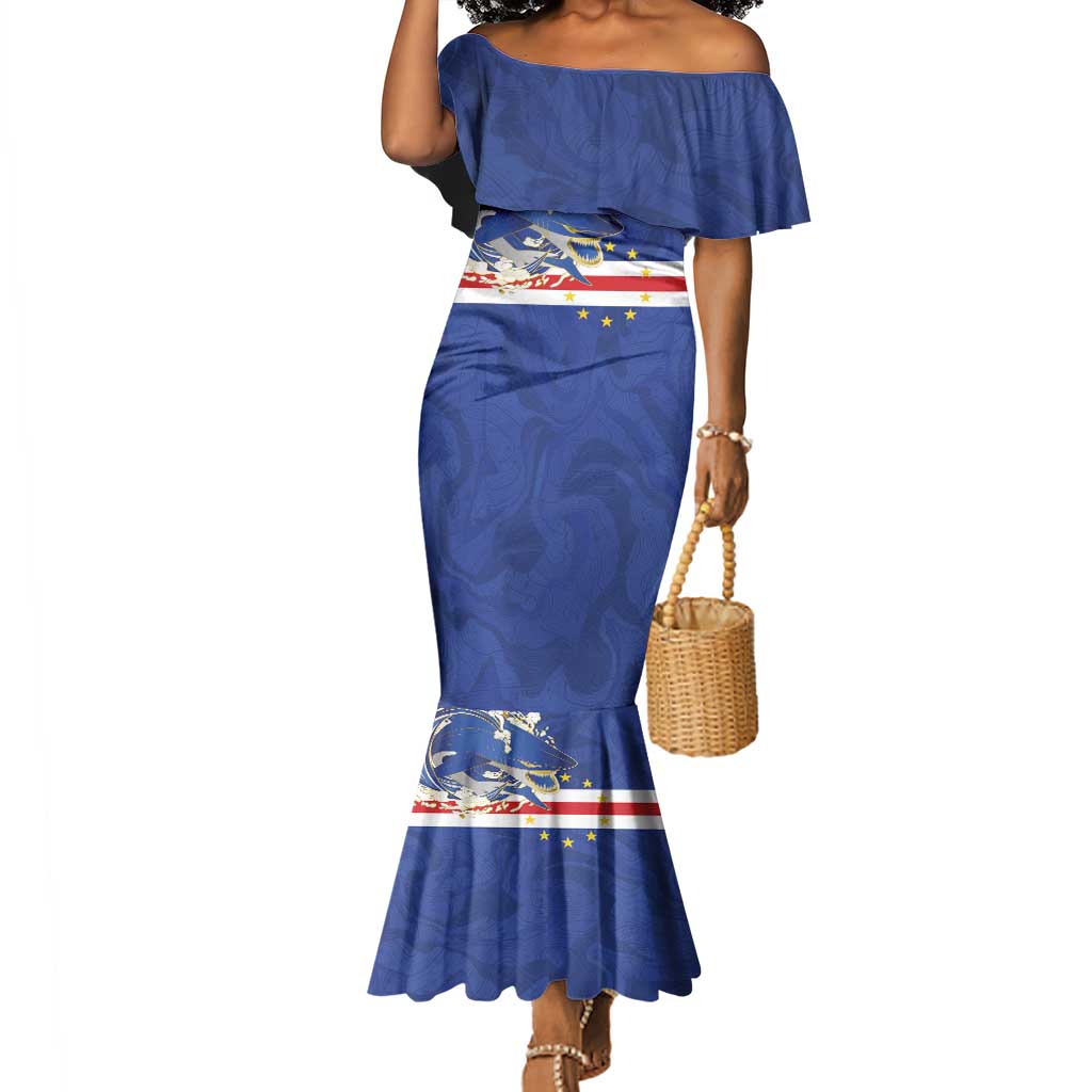 Custom Cape Verde National Football Mermaid Dress Glory Blue Sharks - Wonder Print Shop