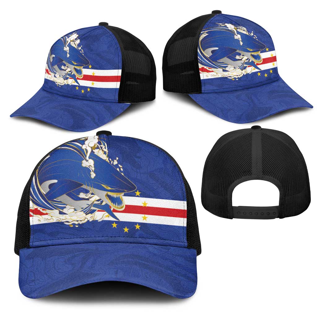 Cape Verde National Football Mesh Trucker Cap Glory Blue Sharks - Wonder Print Shop