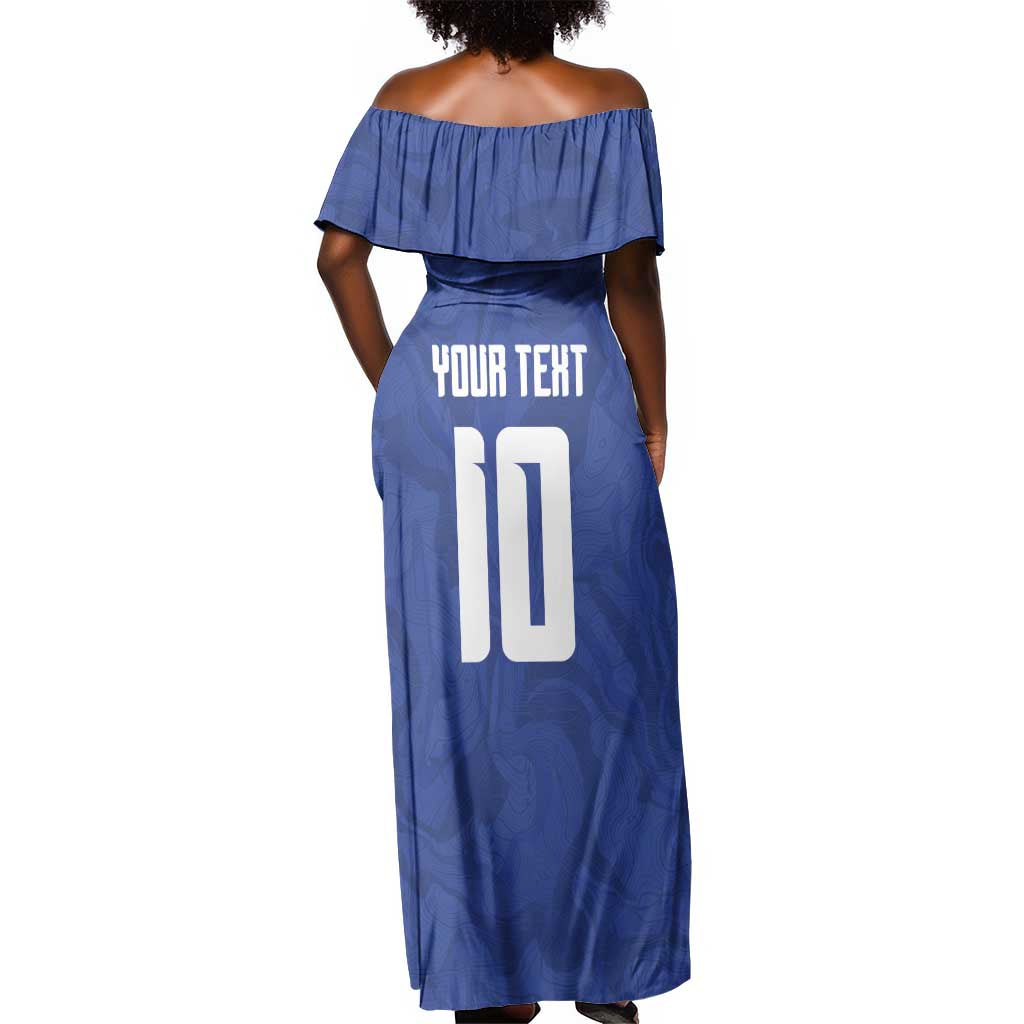 Custom Cape Verde National Football Off Shoulder Maxi Dress Glory Blue Sharks - Wonder Print Shop