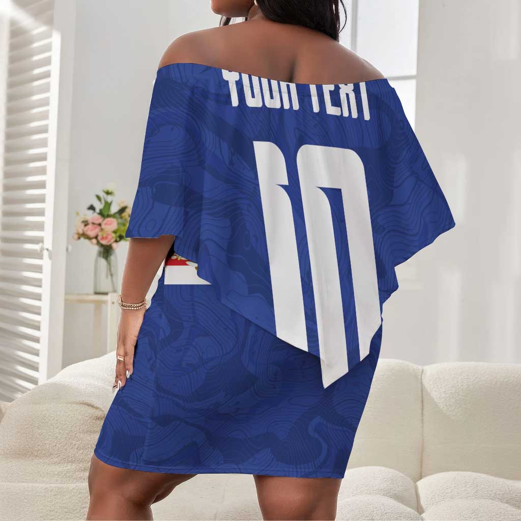 Custom Cape Verde National Football Off Shoulder Short Dress Glory Blue Sharks - Wonder Print Shop