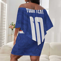 Custom Cape Verde National Football Off Shoulder Short Dress Glory Blue Sharks - Wonder Print Shop