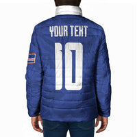 Custom Cape Verde National Football Padded Jacket Glory Blue Sharks - Wonder Print Shop