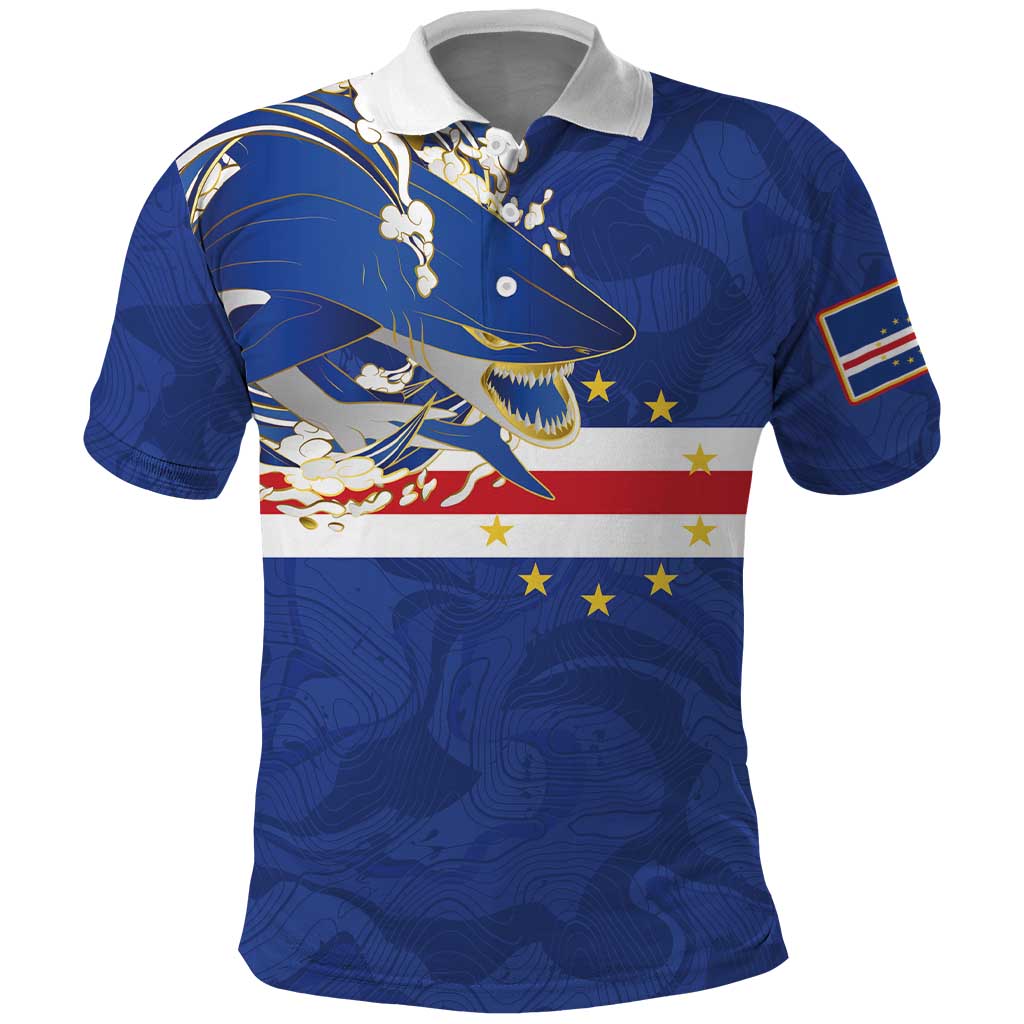 Custom Cape Verde National Football Polo Shirt Glory Blue Sharks - Wonder Print Shop