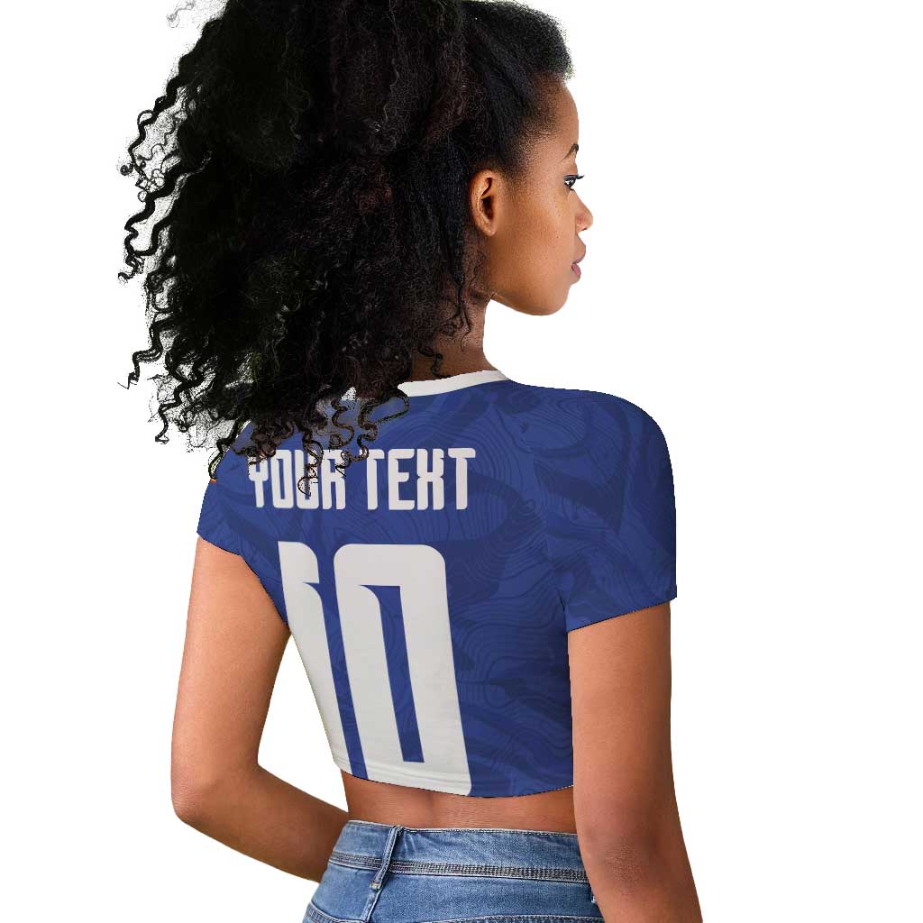 Custom Cape Verde National Football Raglan Cropped T shirt Glory Blue Sharks - Wonder Print Shop
