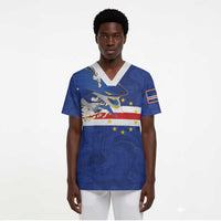 Custom Cape Verde National Football Scrub Top Glory Blue Sharks - Wonder Print Shop