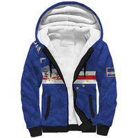 Custom Cape Verde National Football Sherpa Hoodie Glory Blue Sharks - Wonder Print Shop