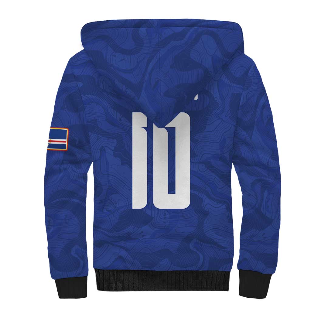 Custom Cape Verde National Football Sherpa Hoodie Glory Blue Sharks - Wonder Print Shop