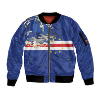 Custom Cape Verde National Football Sleeve Zip Bomber Jacket Glory Blue Sharks - Wonder Print Shop
