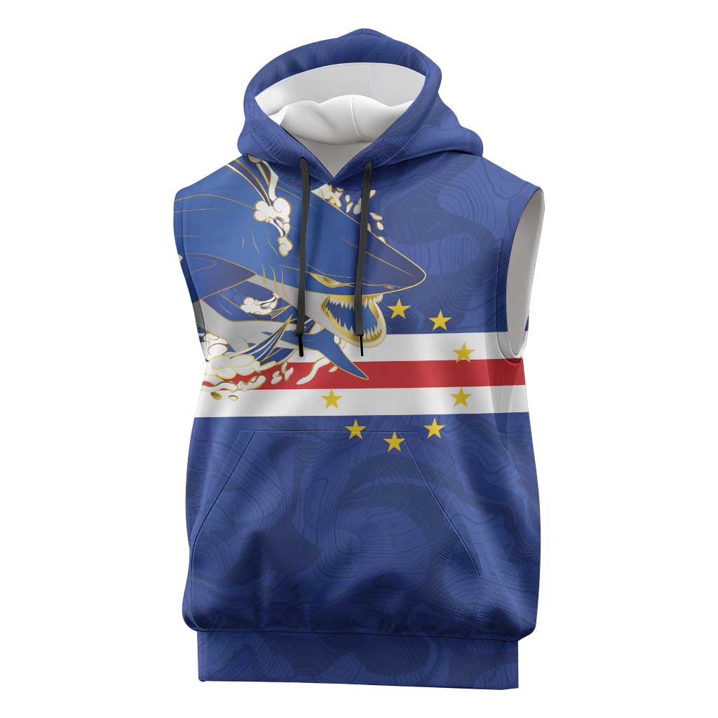 Custom Cape Verde National Football Sleeveless Hoodie Glory Blue Sharks - Wonder Print Shop