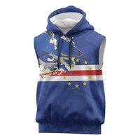 Custom Cape Verde National Football Sleeveless Hoodie Glory Blue Sharks - Wonder Print Shop